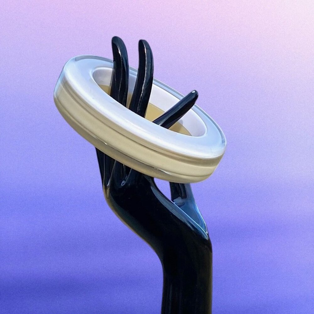 Vintage Clear Milky Swirl Chunky Lucite Bangle Bracelet